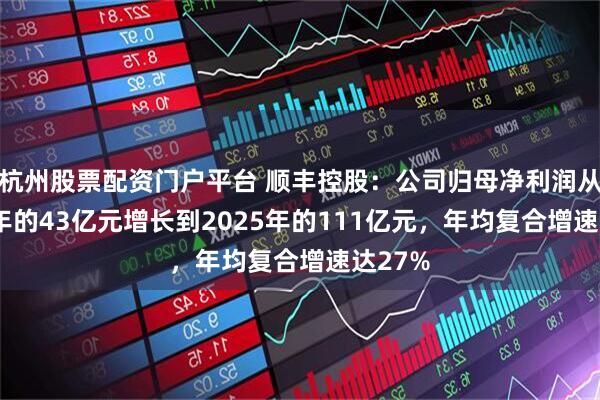 杭州股票配资门户平台 顺丰控股：公司归母净利润从2021年的43亿元增长到2025年的111亿元，年均复合增速达27%