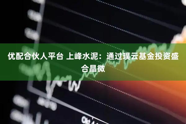 优配合伙人平台 上峰水泥：通过璞云基金投资盛合晶微