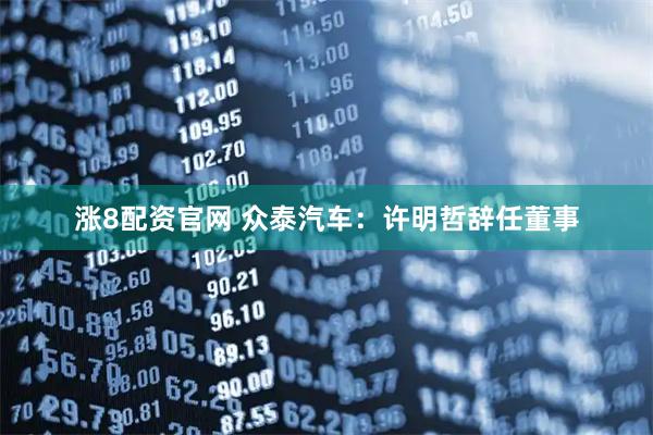 涨8配资官网 众泰汽车：许明哲辞任董事
